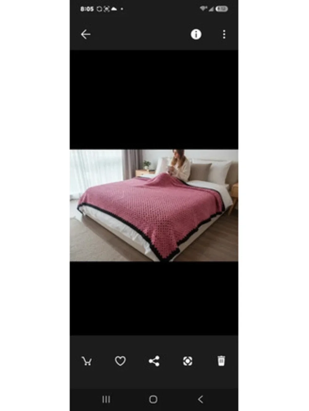 Handmade Pink and Black Crochet Bed Throw Blanket